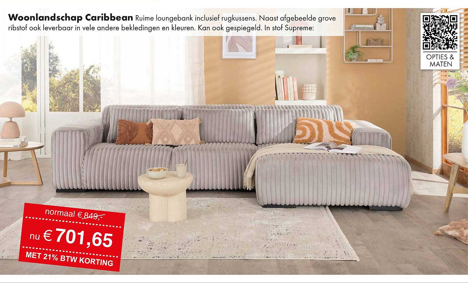 Woonlandschap Caribbean Ruime loungebank inclusief rugkussens