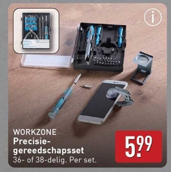 WORKZONE Precisiegereedschapsset 36- of 38-delig. Per set.