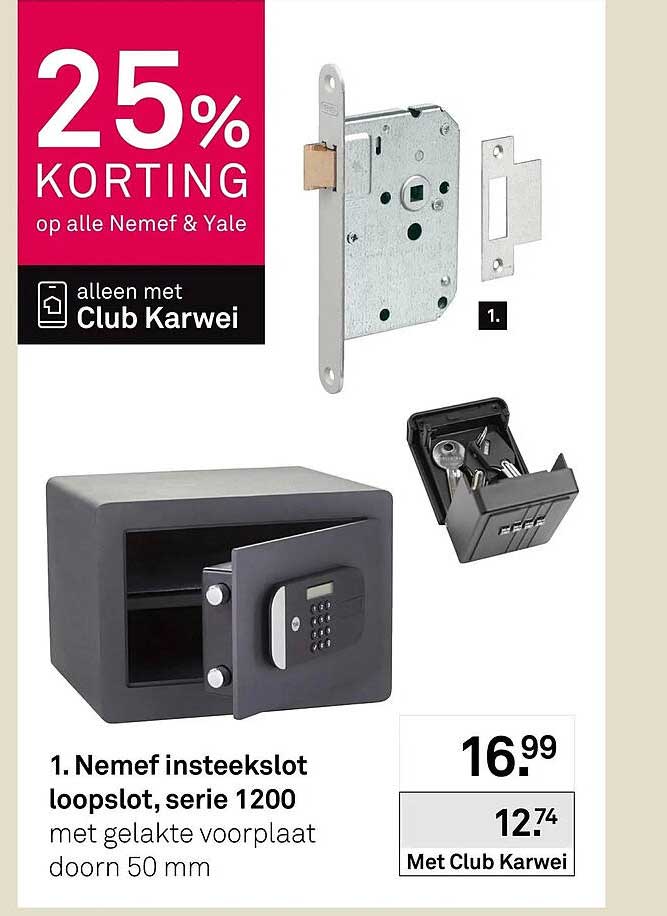 1. Nemef insteekslot loopslot, serie 1200 met gelakte voorplaat doorg 50 mm