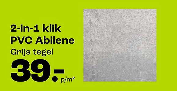 2-in-1 klik PVC Abilene Grijs tegel