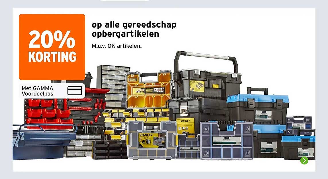 20% KORTING op alle gereedschap opbergartikelen
