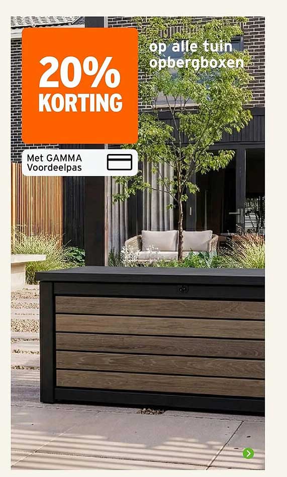 20% korting op alle tuin opbergboxen Met GAMMA Voordeelpas