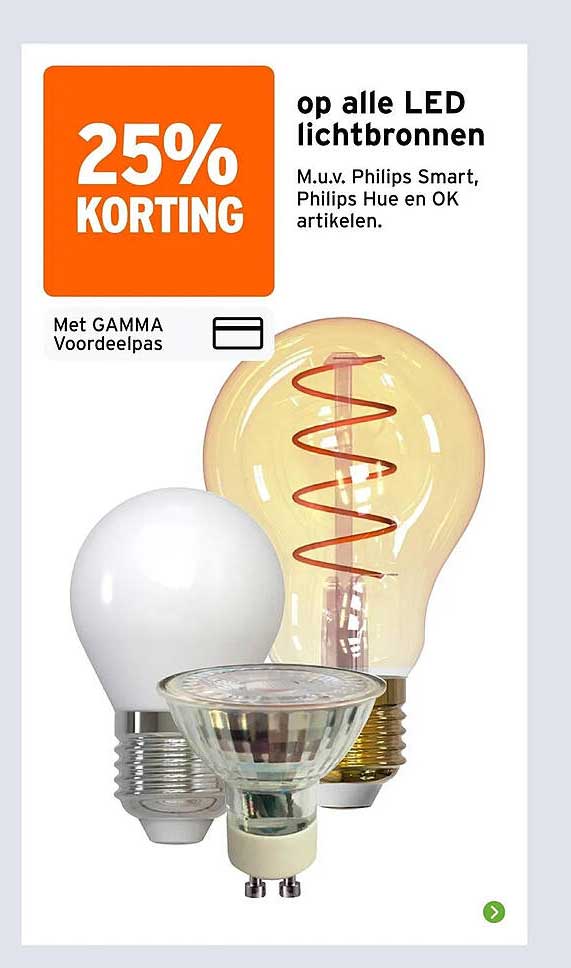 25% KORTING op alle LED lichtbronnen