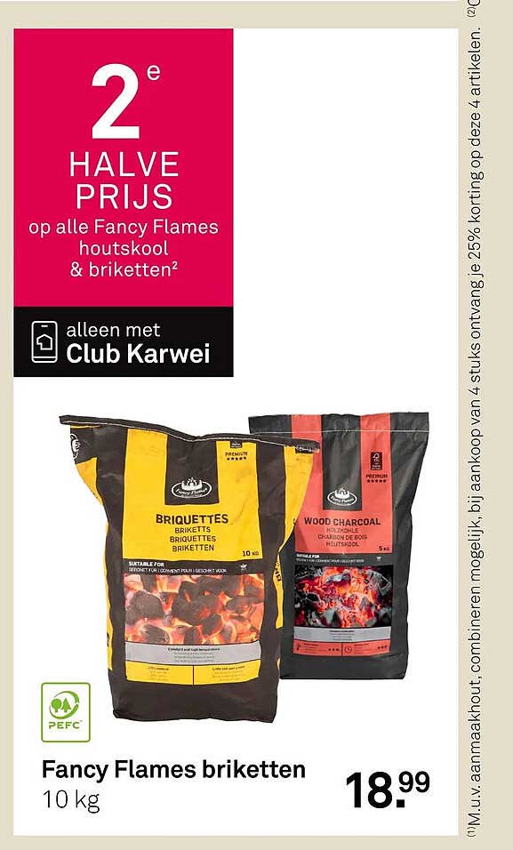 2e HALVE PRIJS op alle Fancy Flames houtskool & briketten