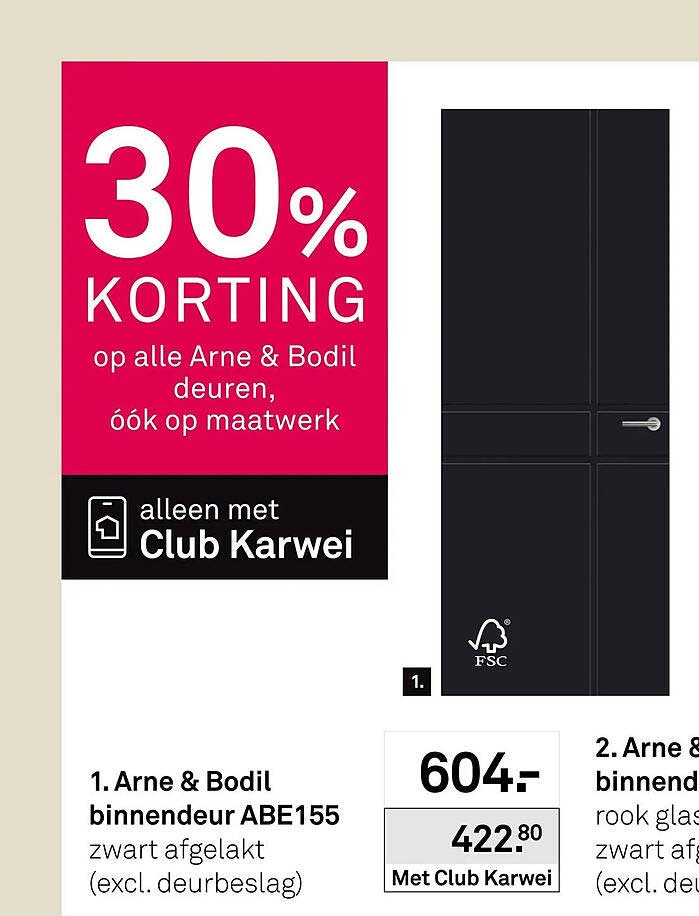 30% KORTING op alle Arne & Bodil deuren, óók op maatwerk