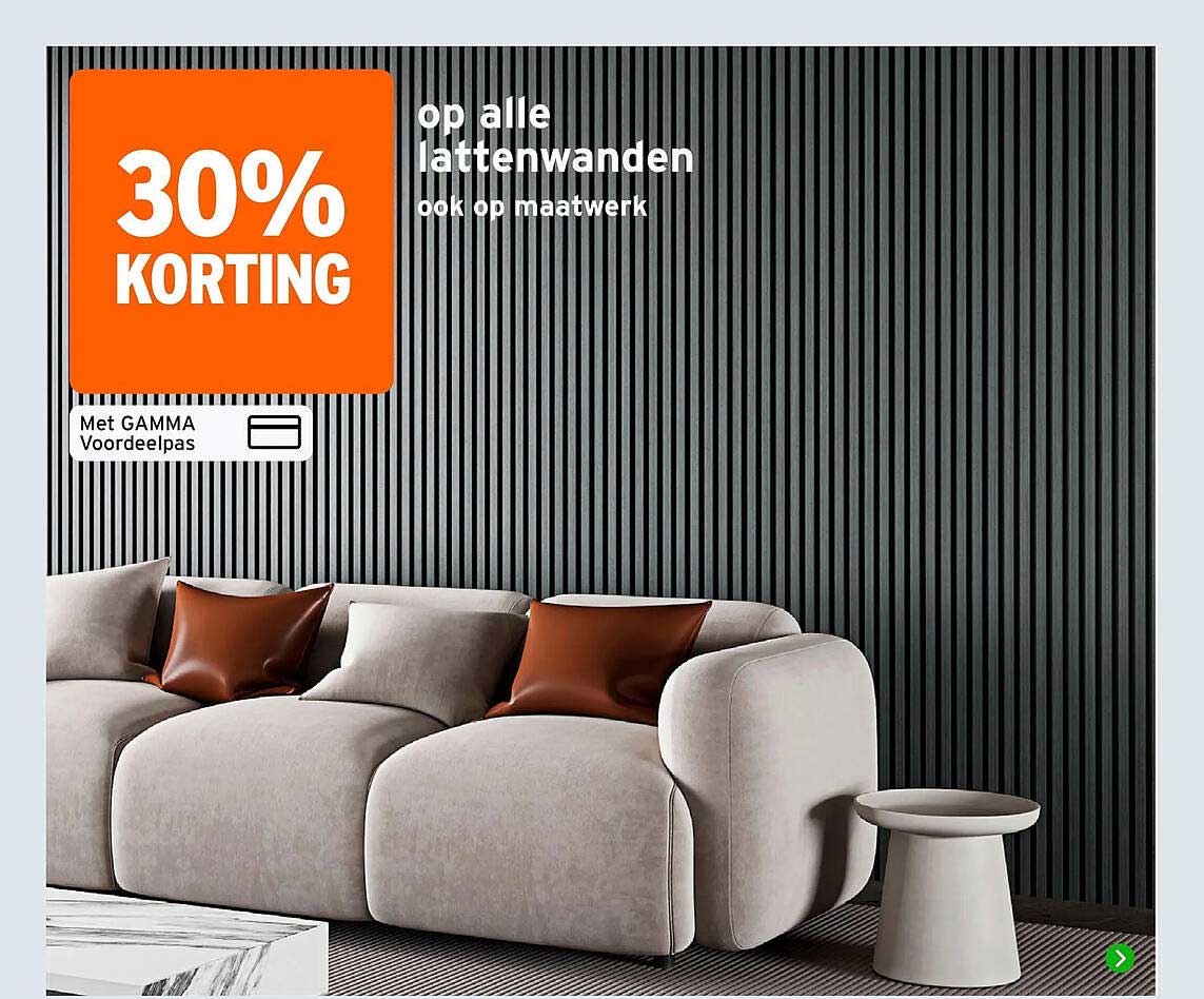 30% korting op alle lattenwanden, ook op maatwerk