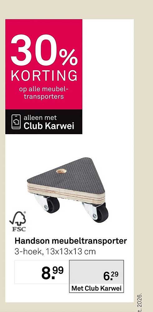 30% KORTING op alle meubel-transporters