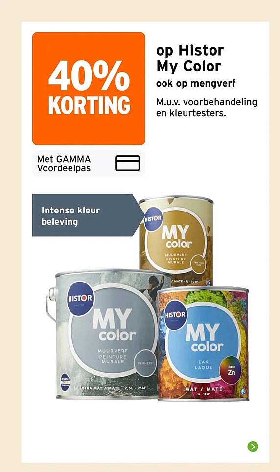 40% korting op Histor My Color ook op mengverf