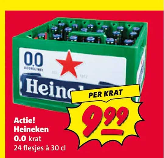 Actie! Heineken 0.0 krat 24 flesjes à 30 cl PER KRAT