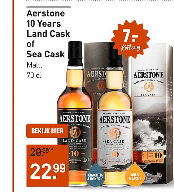 Aerstone 10 Years Land Cask of Sea Cask Malt, 70 cl 7,- Korting