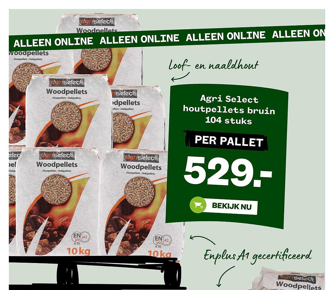 Agri Select houtpellets bruin 104 stuks PER PALLET