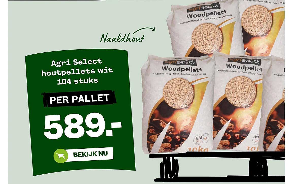 Agri Select houtpellets wit 104 stuks PER PALLET