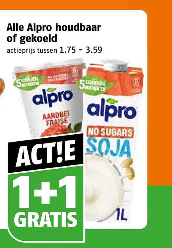 Alle Alpro houdbaar of gekoeld 1+1 gratis