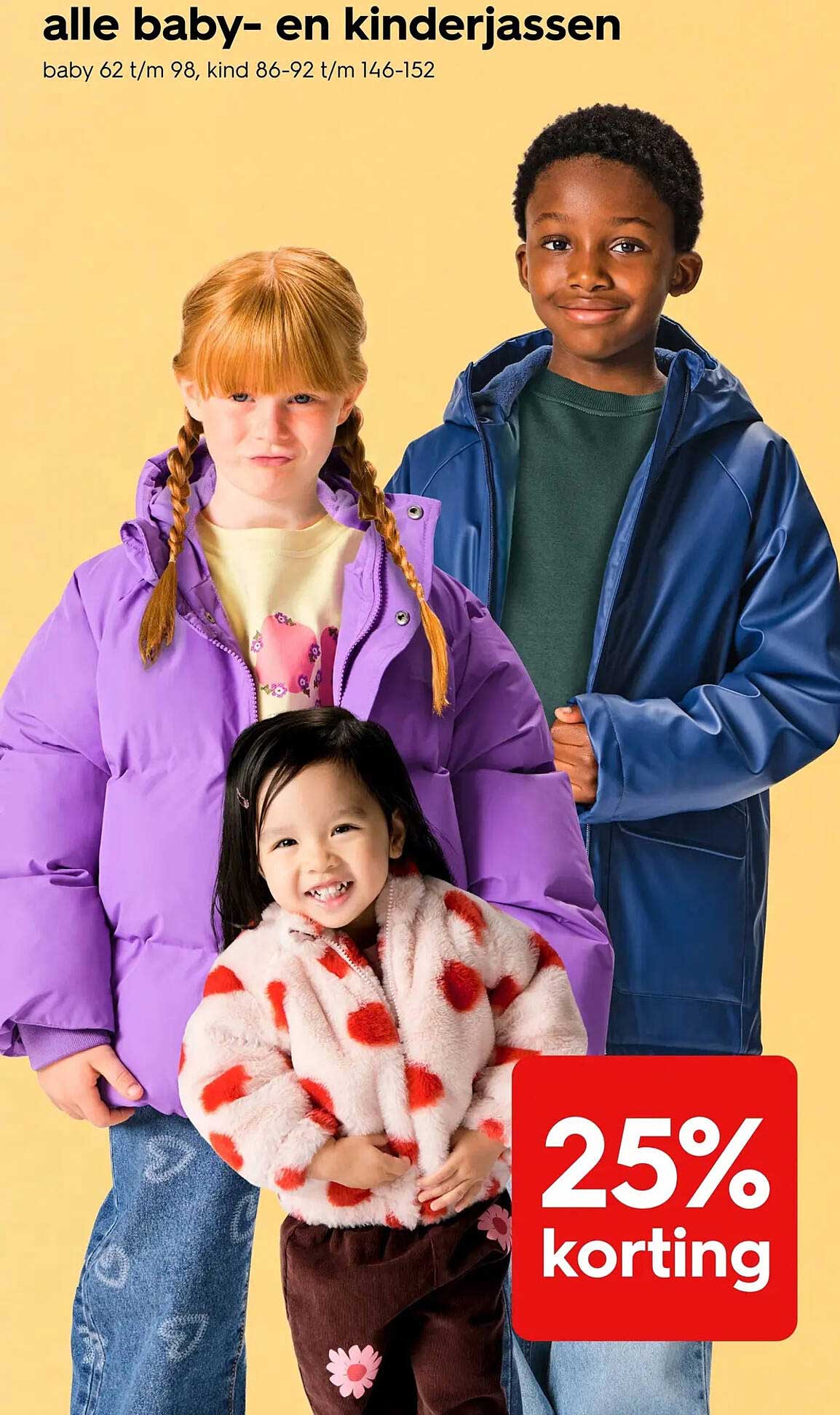 alle baby- en kinderjassen 25% korting