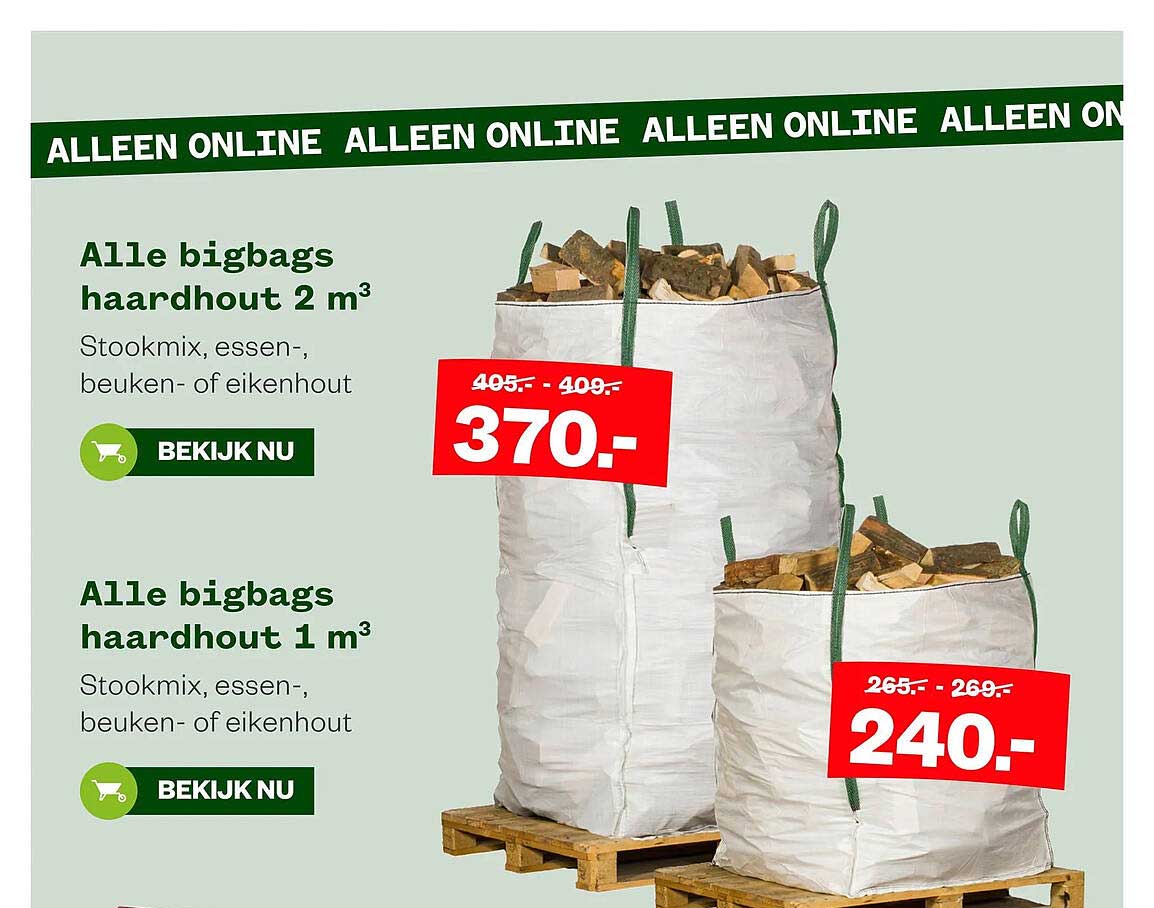 Alle bigbags haardhout 2 m³
