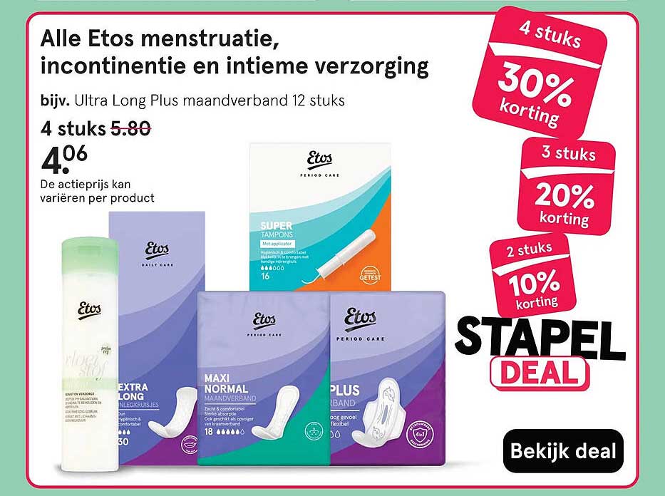 Alle Etos menstruatie, incontinentie en intieme verzorging