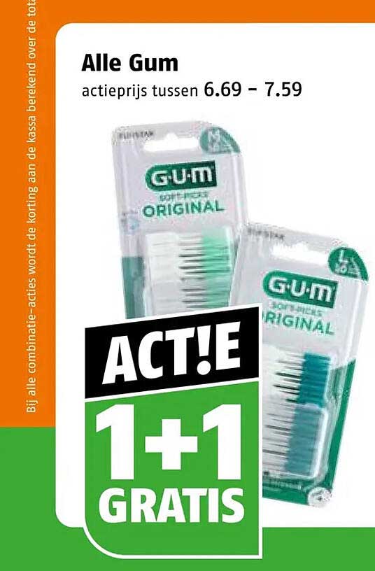 Alle Gum actieprijs tussen 6.69 - 7.59 ACT!E 1+1 GRATIS