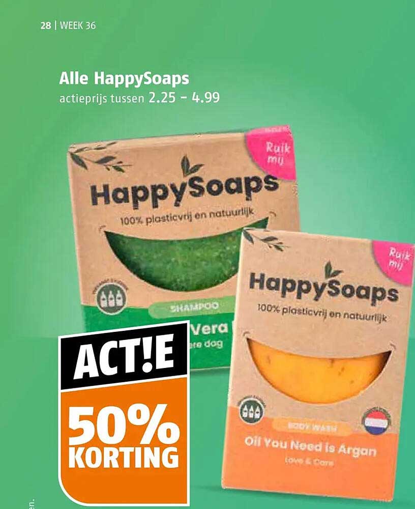Alle HappySoaps 50% korting