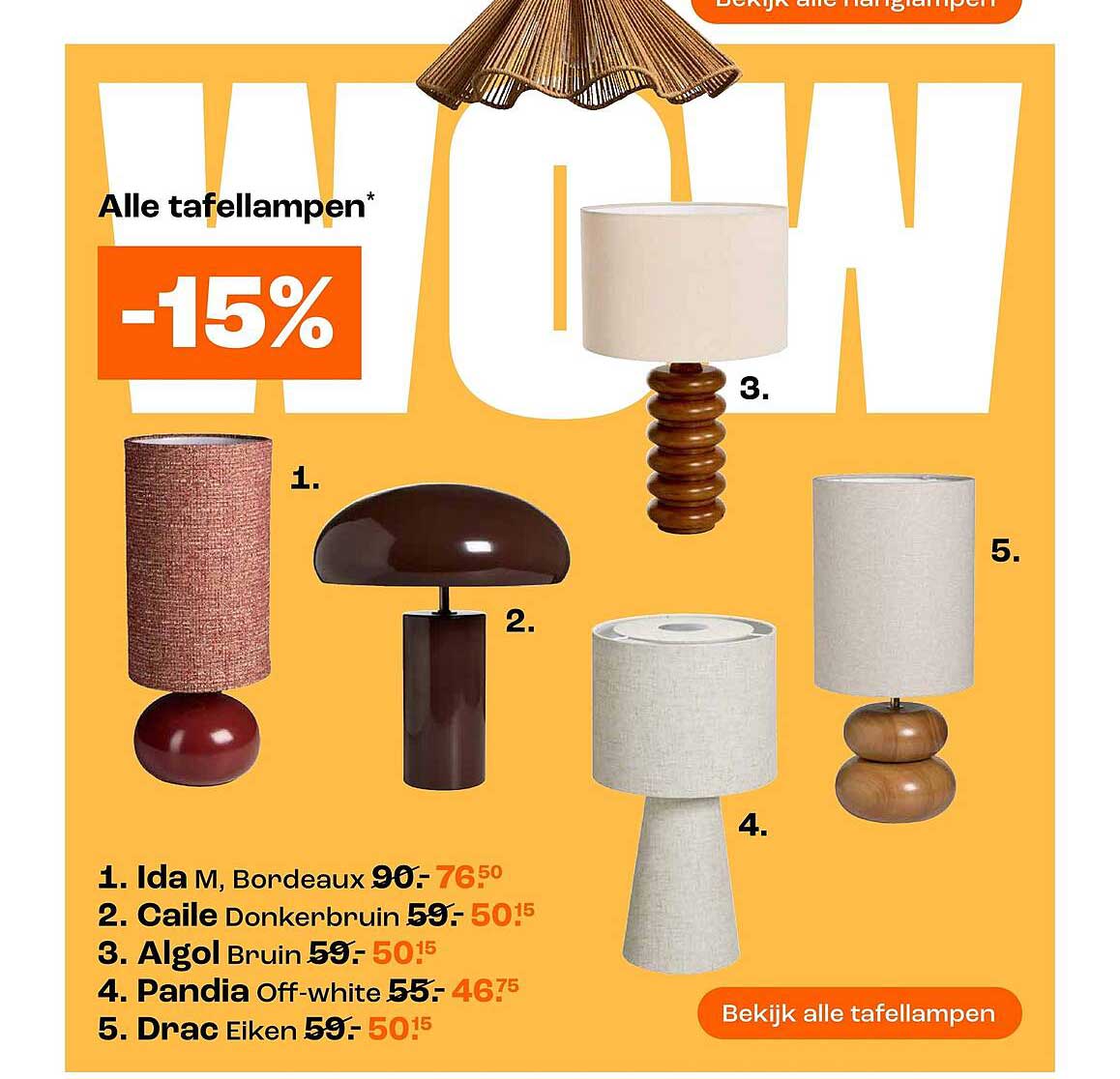 Alle tafellampen* -15%