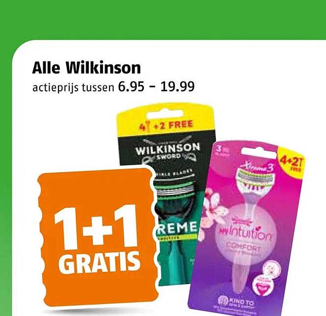 Alle Wilkinson 1+1 GRATIS