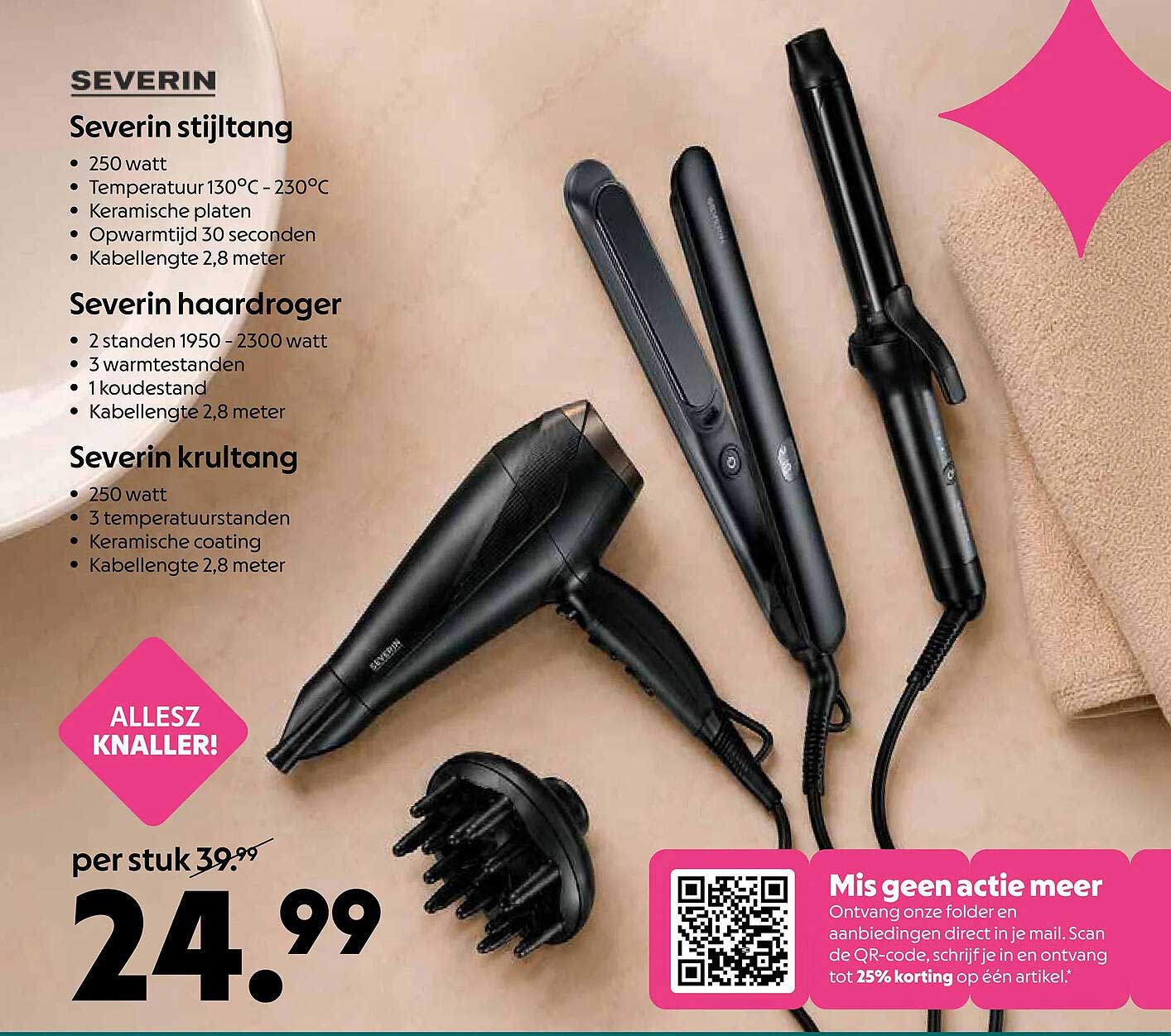 Allesz Knaller! Severin stijlang, Severin haardroger, Severin krultang