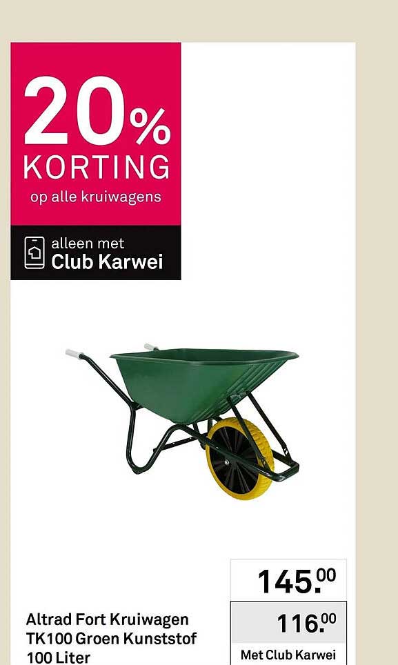 Altrad Fort Kruiwagen TK100 Groen Kunststof 100 Liter