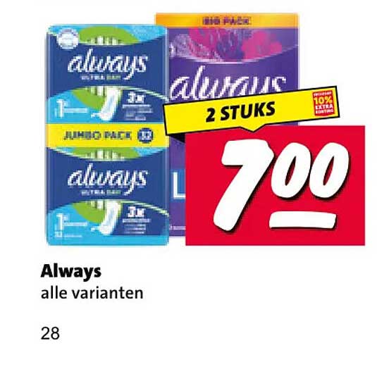 Always alle varianten 2 STUKS