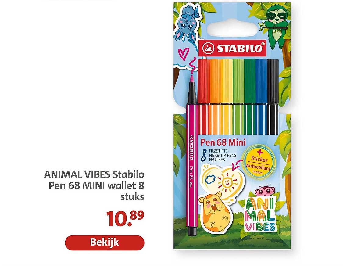 ANIMAL VIBES Stabilo Pen 68 MINI wallet 8 stuks