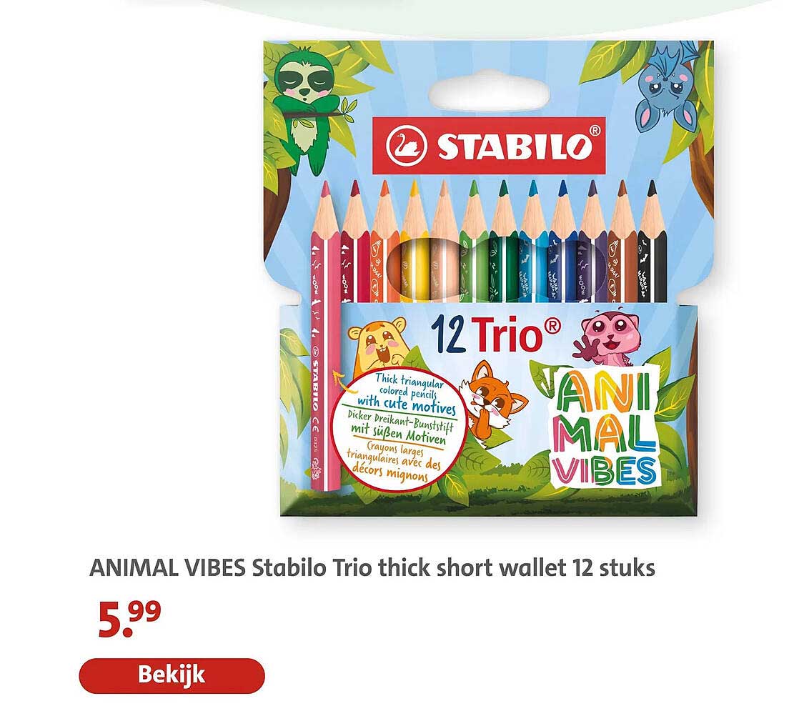ANIMAL VIBES Stabilo Trio thick short wallet 12 stuks