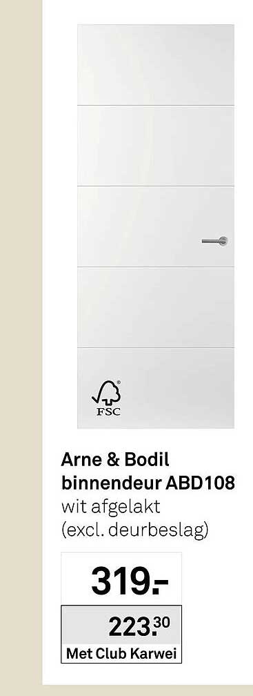 Arne & Bodil binnendeur ABD108 wit afgelakt (excl. deurbeslag)