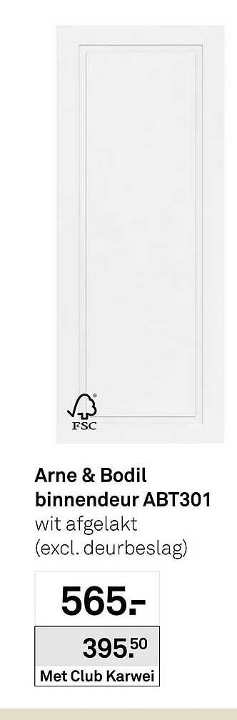 Arne & Bodil binnendeur ABT301 wit afgelakt (excl. deurbeslag)