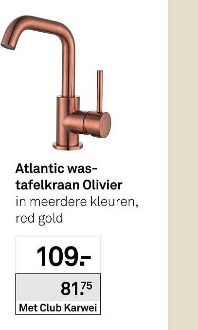 Atlantic wastafelkraan Olivier in meerdere kleuren, red gold