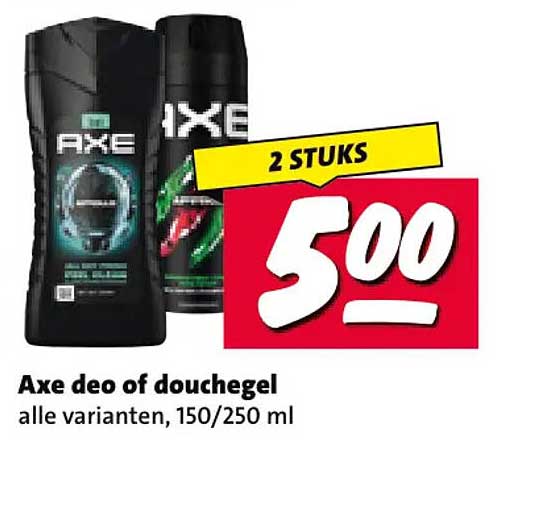 Axe deo of douchegel alle varianten, 150/250 ml 2 STUKS