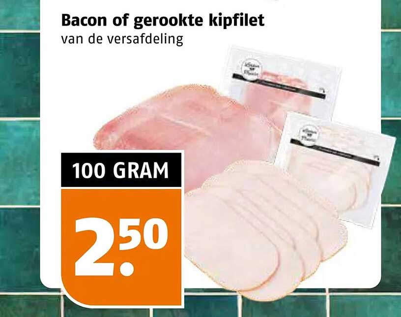 Bacon of gerookte kipfilet van de versafdeling