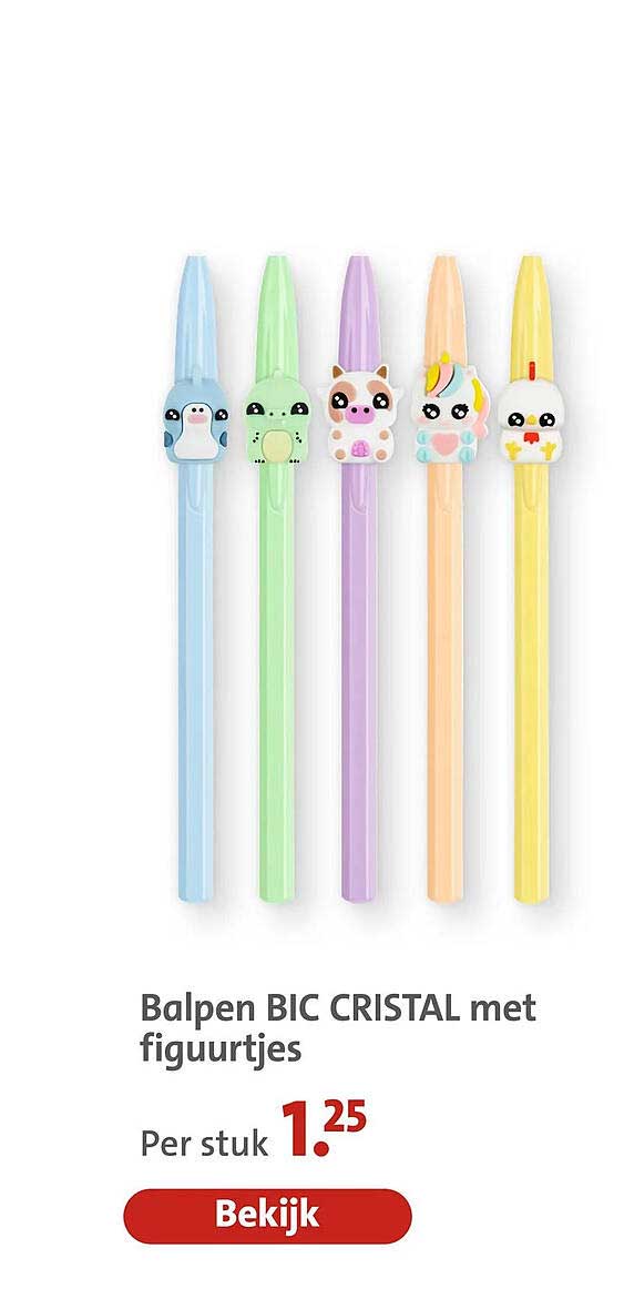 Balpen BIC CRISTAL met figuurtjes