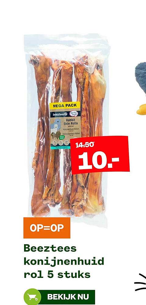 Beeztees konijnenhuid rol 5 stuks