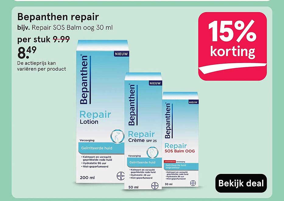 Bepanthen repair bijv. Repair SOS Balm oog 30 ml 15% korting
