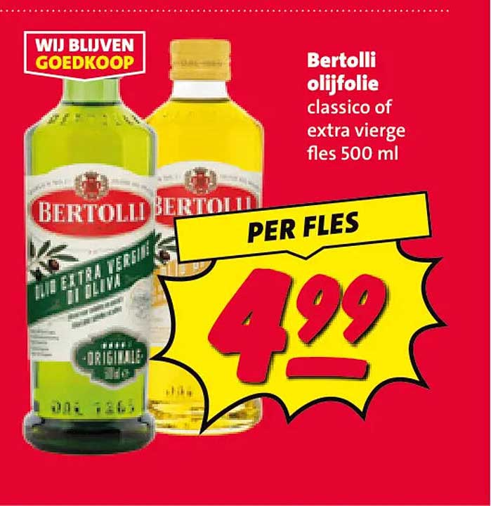 Bertolli olijfolie classico of extra vierge fles 500 ml