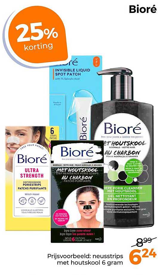 Bioré neustrips met houtskool 6 gram 25% korting