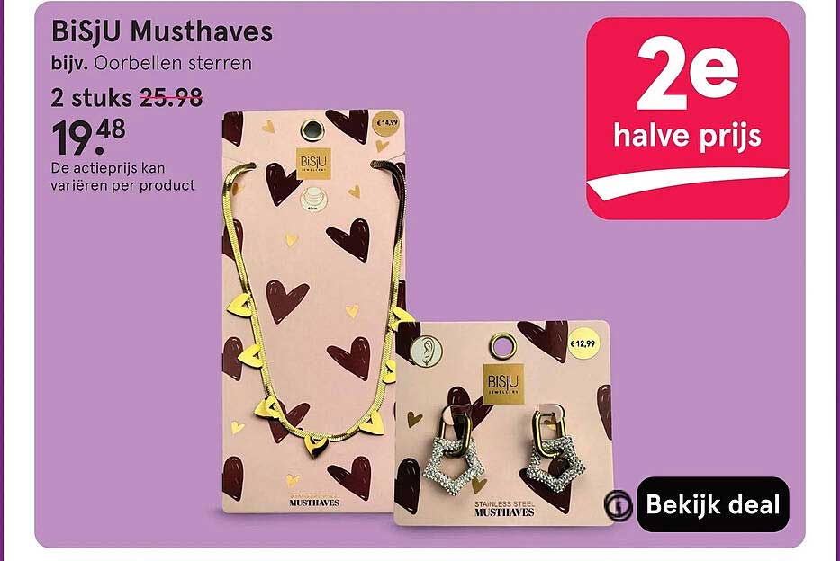 BisJU Musthaves bijv. Oorbellen sterren 2e halve prijs
