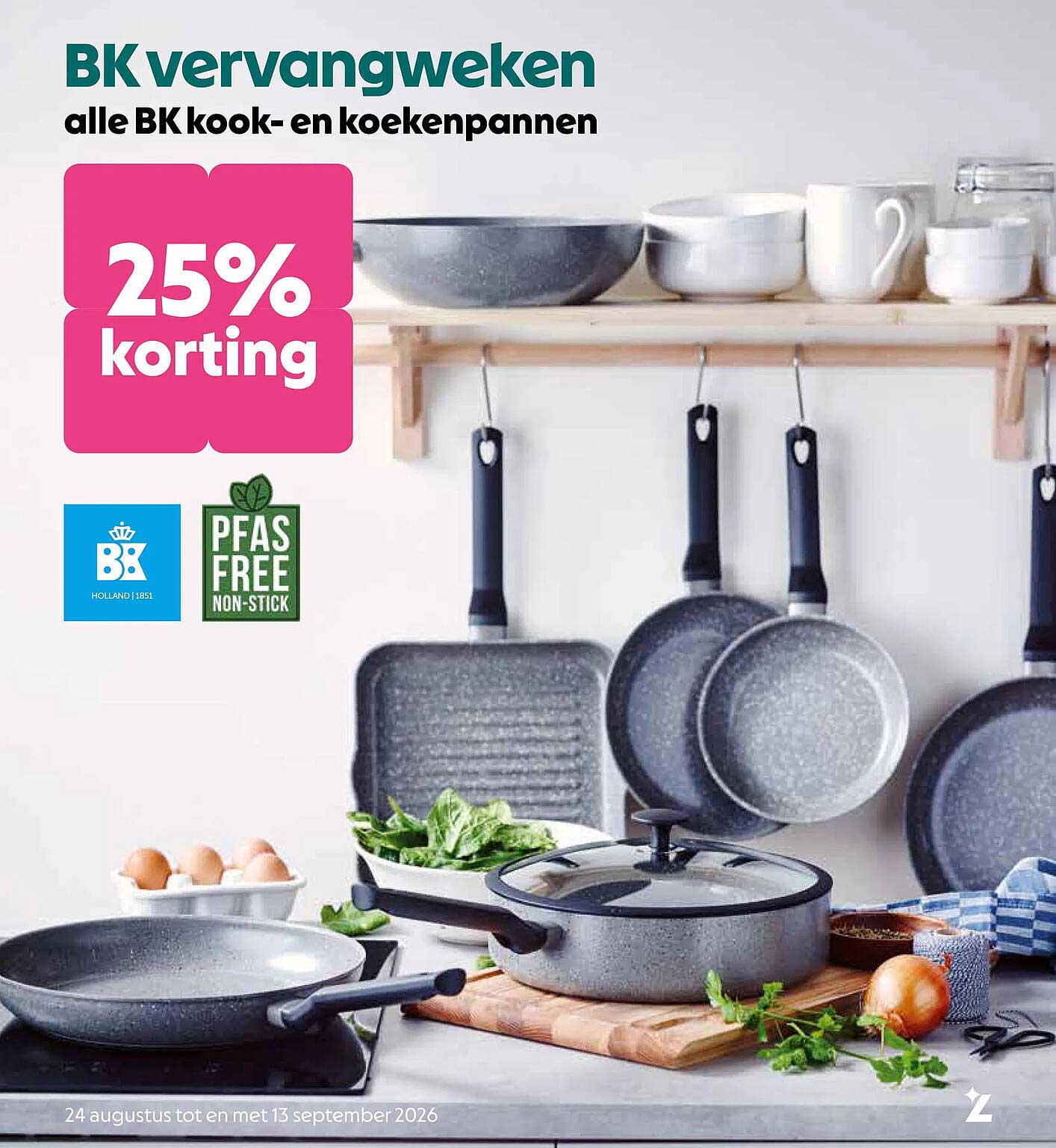 BK vervangweken alle BK kook- en koekenpannen 25% korting