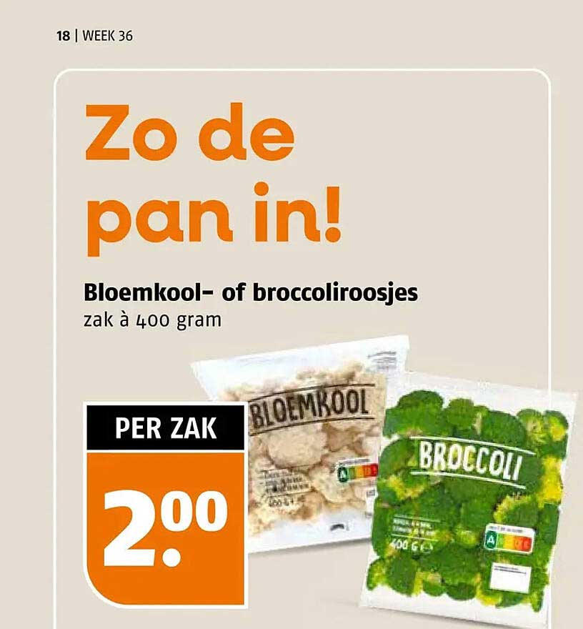 Bloemkool- of broccoliroosjes zak à 400 gram