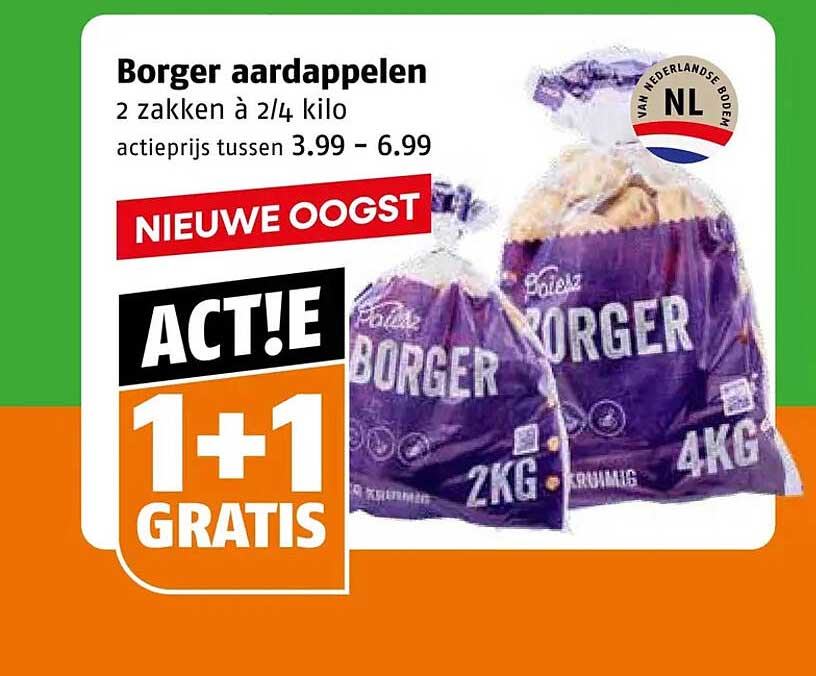Borger aardappelen 1+1 gratis