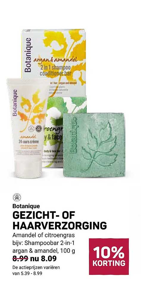 Botanique GEZICHT- OF HAARVERZORGING Amandel of citroengras bijv: Shampoo bar 2-in-1 argan & amandel, 100 g 10% KORTING