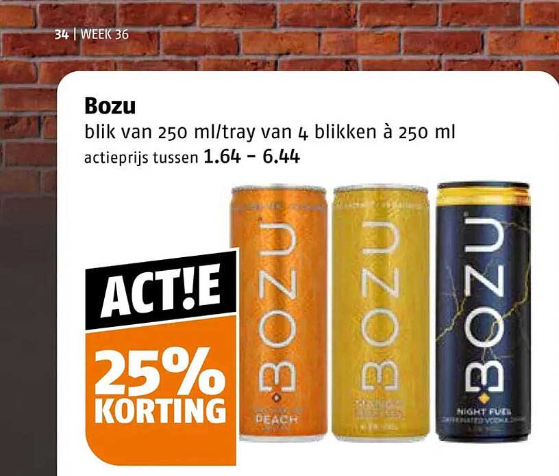 Bozu blik van 250 ml/tray van 4 blikken à 250 ml 25% KORTING