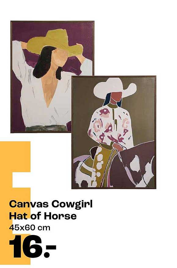 Canvas Cowgirl Hat of Horse 45x60 cm