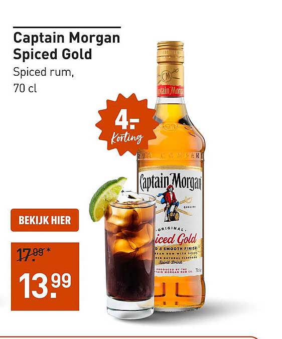 Captain Morgan Spiced Gold Spiced rum, 70 cl 4= korting