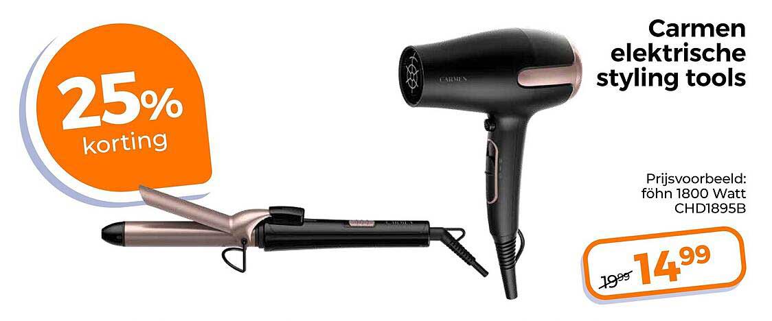 Carmen elektrische styling tools 25% korting