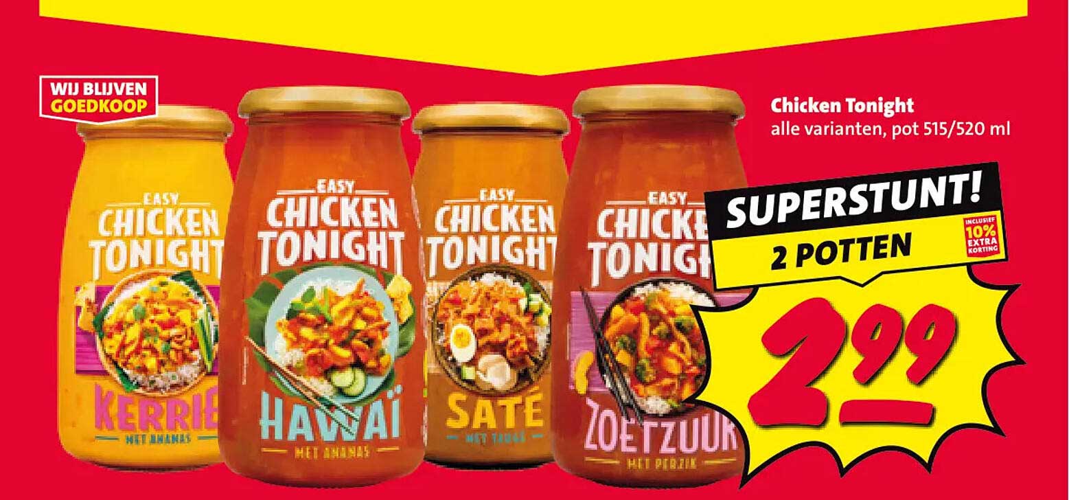 Chicken Tonight alle varianten, pot 515/520 ml 2 potten