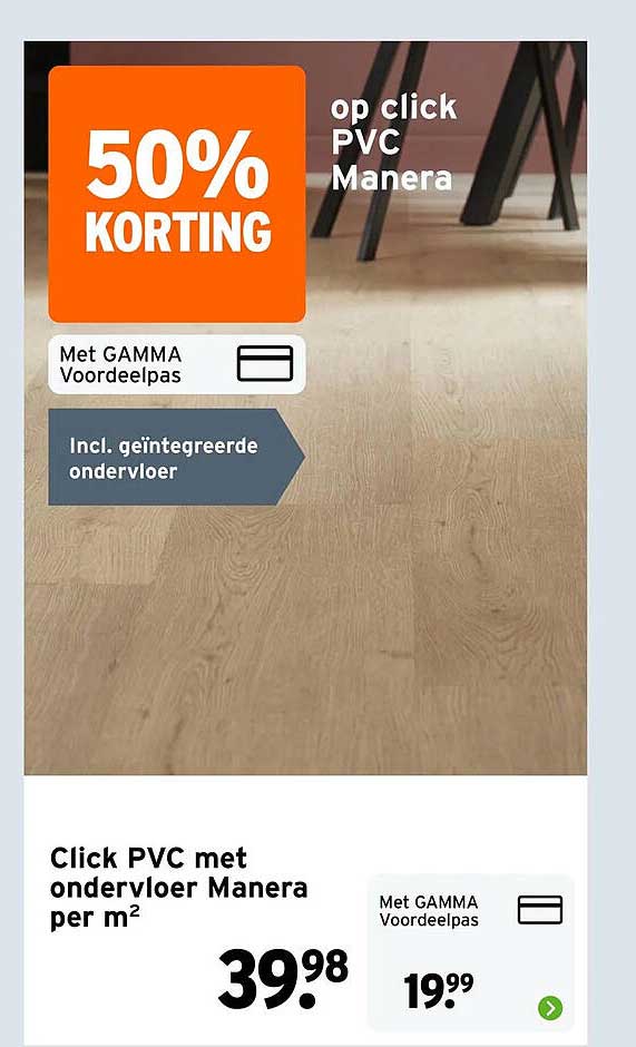 Click PVC met ondervloer Manera per m² 50% KORTING